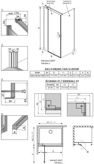 Душевой уголок Radaway Nes KDJ II 100x70 L
