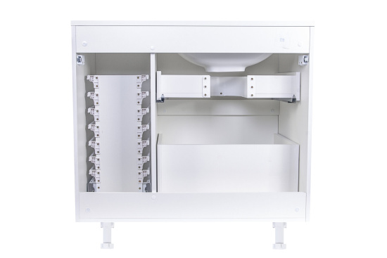 Тумба с раковиной Style Line Барселона 90 L 2 ящика с выкатной корзиной, Люкс белая, Plus