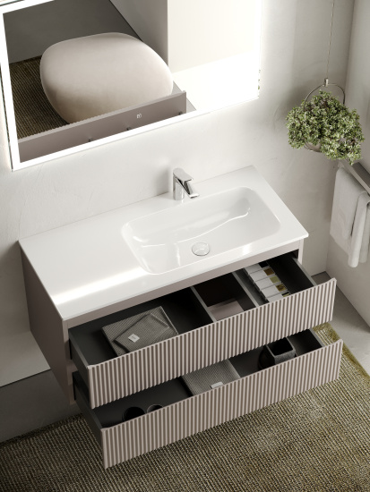 Тумба с раковиной Sancos Snob R 100 Doha Soft правая SNR100RSM, подвесная
