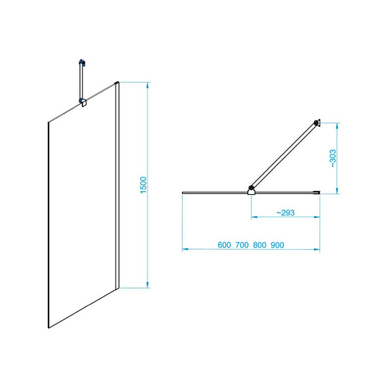Шторка на ванну RGW Screens SC-151B 700х1500 профиль черный, стекло прозрачное