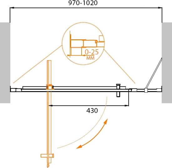 Душевая дверь в нишу Cezares Molveno-BA-11-70+30-C-Cr-IV