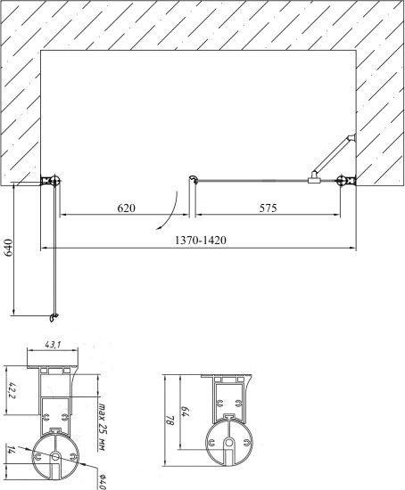 Душевая дверь в нишу Vegas Glass EP-F-2 140 07 01 L профиль матовый хром, стекло прозрачное