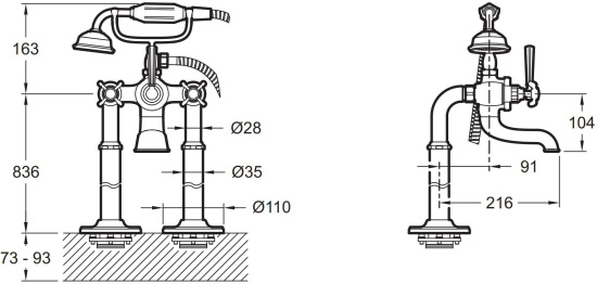 Напольный смеситель для ванны Jacob Delafon Cleo1889 E24314-BGG без внутренней части