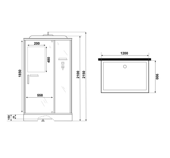 Душевая кабина Niagara Standart ST120/90/15Q/BL