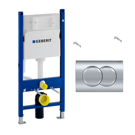 Инсталляция Geberit Duofix Delta 458.149.21.1 с кнопкой + унитаз подвесной BelBagno Uno BB3105CHR/SC