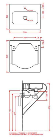 Раковина ArtCeram LaFontana LFL002 бело-красный