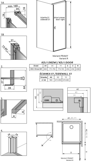 Душевой уголок Radaway Nes KDJ I 80x90 R