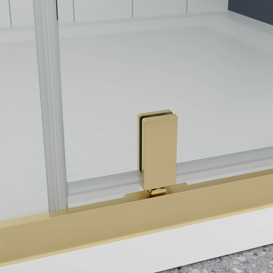 Душевая дверь в нишу Veconi Ottimo P20 G OP20G-120-01-C9, профиль золото брашированное, стекло прозрачное