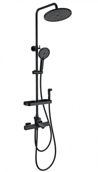 Душевая стойка Wonzon & Woghand Solid WW-C3011-A1-MB с гигиеническим душем и термостатом