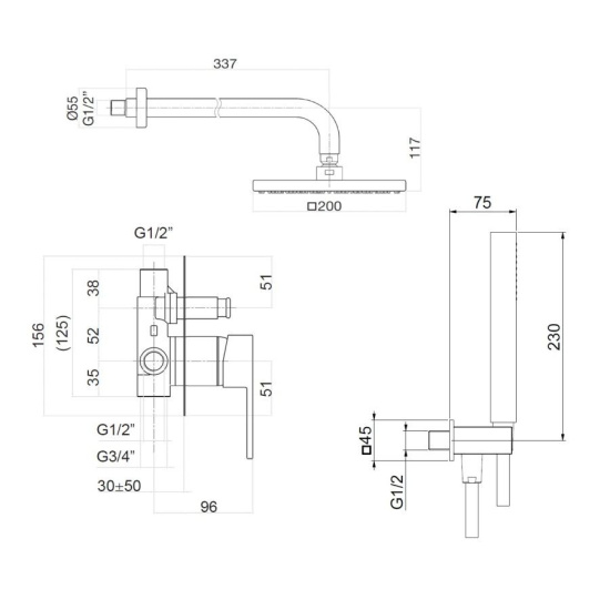 Душевая система Webert Pegaso PE890103794 золото матовое