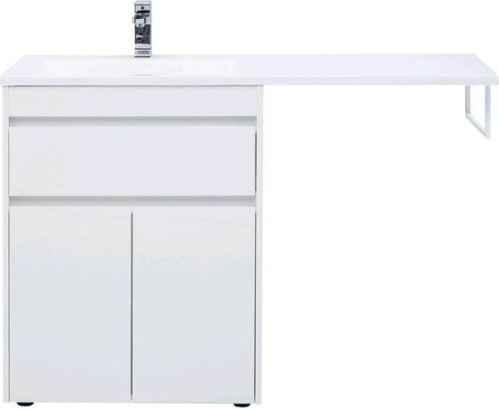 Тумба с раковиной Aquanet Токио 130 L белая напольная, 1 ящик, 2 дверцы