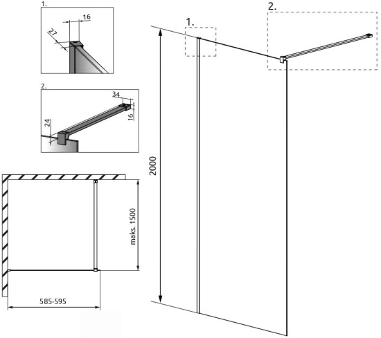 Душевая перегородка Radaway Modo X Black II Frame 60