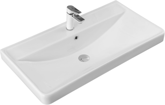 Тумба с раковиной Aquanet Ирис New 90 подвесная 2 ящика, белый глянец