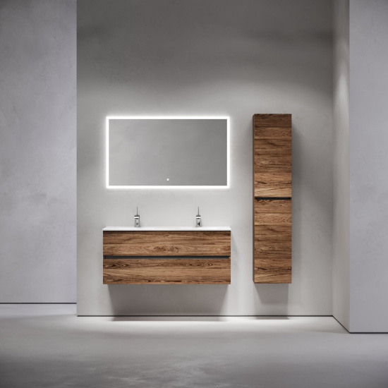 Тумба с раковиной Sancos Urban 120 дуб чарльстон с двумя раковинами, подвесная