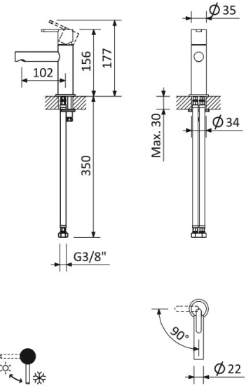 Смеситель для раковины Cezares Leaf LSM1-01-W0