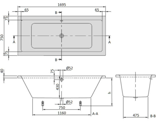 Акриловая ванна Villeroy & Boch Targa Plus Duo UBA170NES2V-01 170x75 см