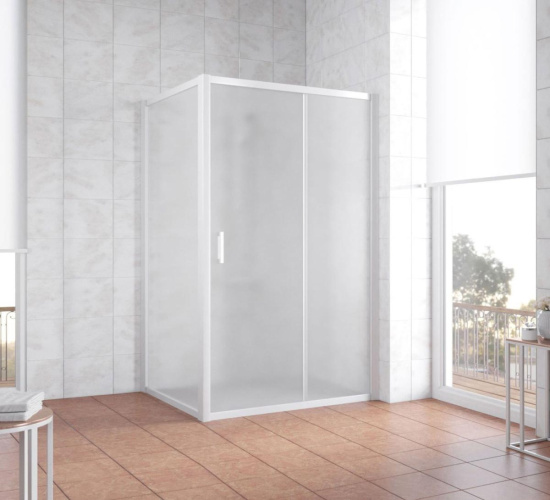 Душевой уголок Vegas Glass ZP+ZPV 110*100 01 10 профиль белый, стекло сатин