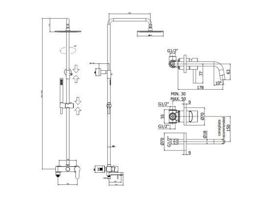 Душевой комплект Paffoni Light KITCOL632CR006