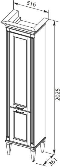 Пенал Aquanet Селена 40 L, белый, серебро