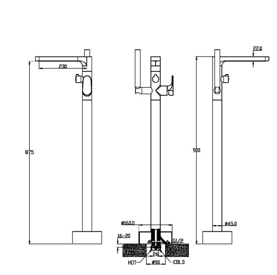 Напольный смеситель для ванны Boheme Spectre 459-MG