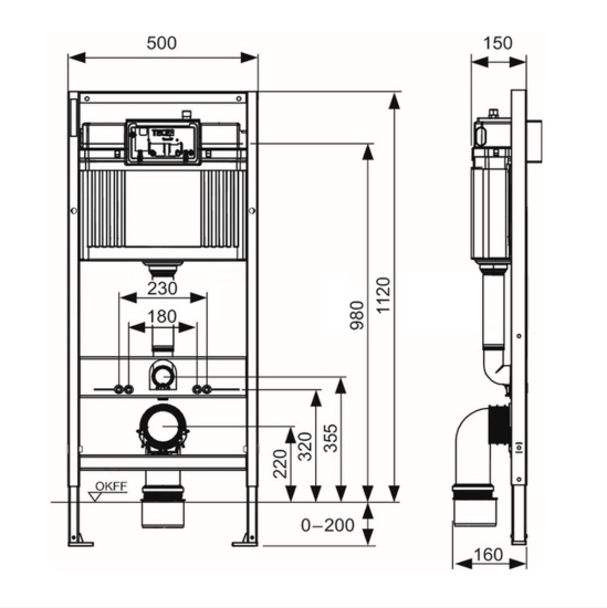 Инсталляция для унитазов TECE TECEbase 9400407