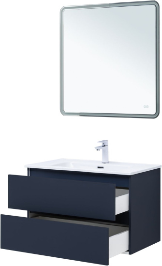 Тумба с раковиной Aquanet Вега 2.0 80 2 ящика, маренго, раковина Flat