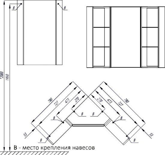 Зеркало-шкаф Aquaton Кантара дуб полярный