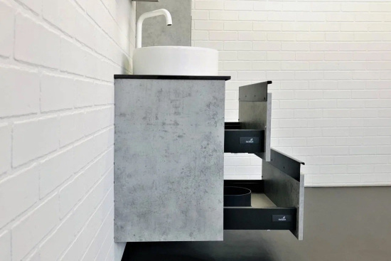 Мебель для ванной Comforty Эдинбург 60-2 подвесная, бетон светлый, раковина 9111