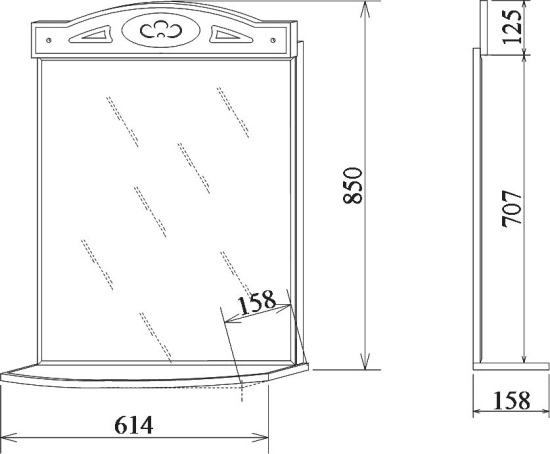 Зеркало Sanflor Адель 65 белое, патина серебро