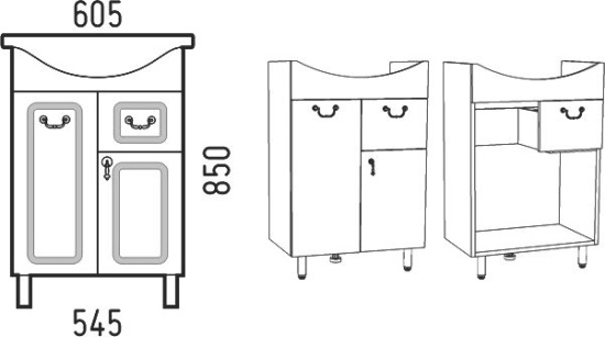 Мебель для ванной Corozo Элегия ретро 60, напольная, бронза
