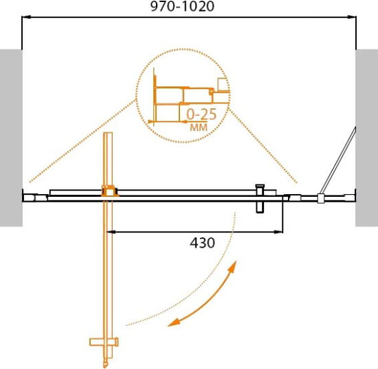 Душевая дверь в нишу Cezares Molveno-BA-11-80+30-P-Cr