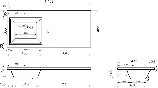 Тумба с раковиной Эстет Dallas Luxe 110 подвесная, 1 ящик, под стиральную машину