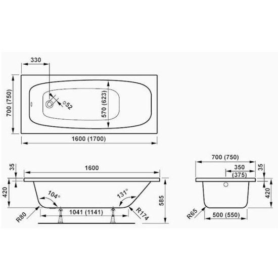 Акриловая ванна Vagnerplast Milba 170x75