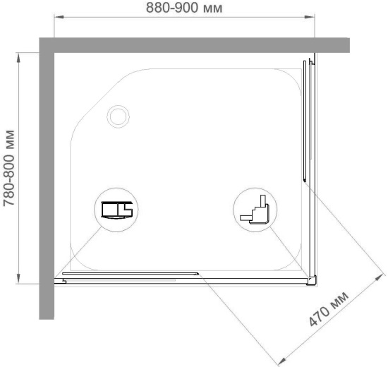 Душевой уголок Royal Bath HPD RB8090 HPD-T-CH 90x80