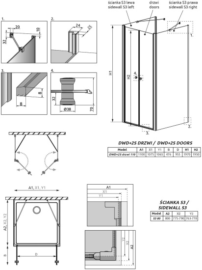 Душевой уголок Radaway EOS DWD+2S 110x80