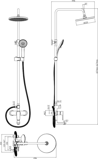 Душевая стойка Olive'S Barros 22511-1BRB