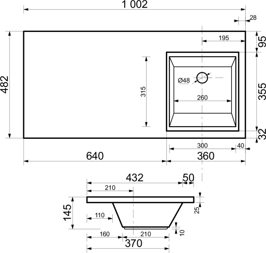 Тумба с раковиной Эстет Dallas Luxe 100 подвесная, 1 ящик, R