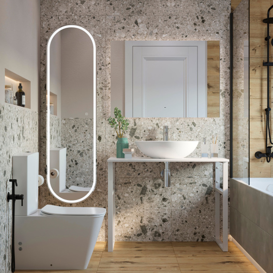 Консоль Diwo Элиста 100 белый мрамор, с раковиной Moduo 55 Leaf
