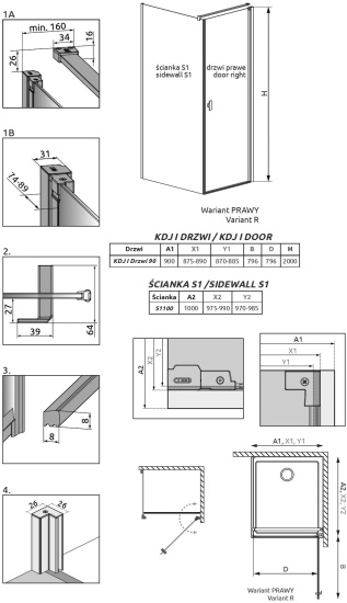 Душевой уголок Radaway Nes KDJ I 90x90 R