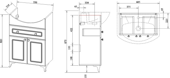 Тумба с раковиной Sanflor Софи 60
