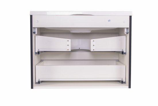 Тумба с раковиной Style Line Бергамо мини 70 2 ящика Люкс антискрейтч черная, Plus подвесная