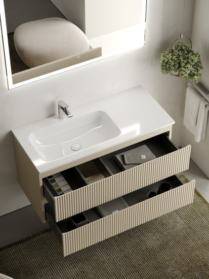 Тумба с раковиной Sancos Snob R 100 Beige Soft левая SNR100LCE, подвесная