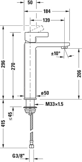 Смеситель для раковины Duravit D-Neo DE1030002010