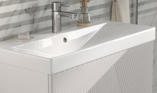 Тумба с раковиной Velvex Edge 80.1Y белая, подвесная