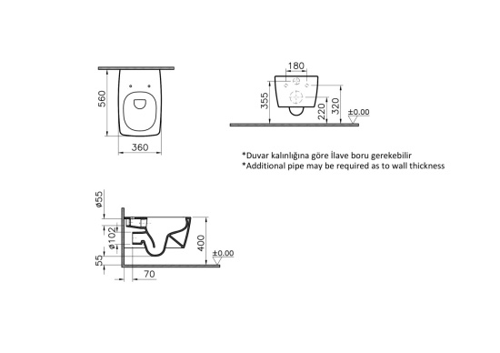 Унитаз подвесной VitrA Metropole Rim-ex 7672B003-0075 безободковый