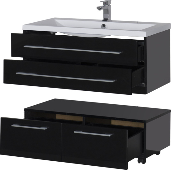 Тумба Aquanet Нота 100 подкатная черная