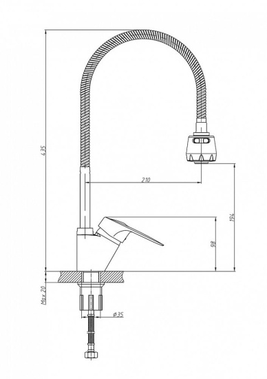 Смеситель для кухни Haiba HB4304-3 с гибким изливом