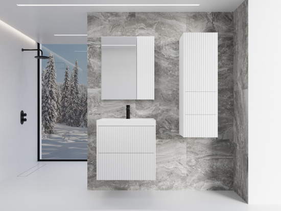 Тумба с раковиной Style Line Стокгольм 60 подвесная, белый рифленый софт