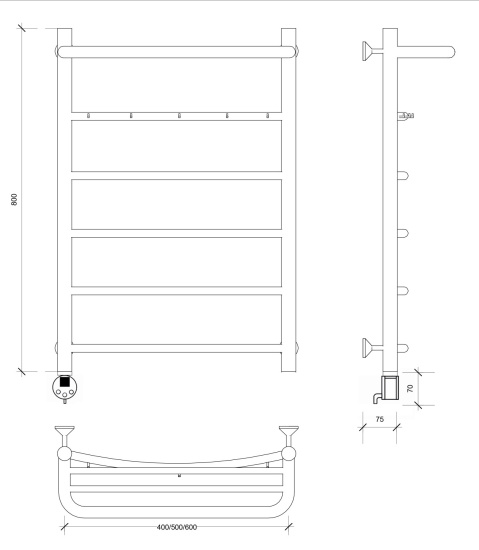 Полотенцесушитель электрический Secado Милан 1 КСП 80/60 L, хром