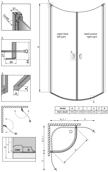 Душевой уголок Radaway Nes PDD I 90x90